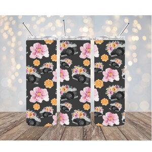 Watercolor Camera, photography, 20oz Sublimation Tumbler Design, Seamless Pattern