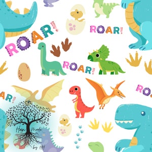 ROAR, Cartoon Dinosaur Seamless Design
