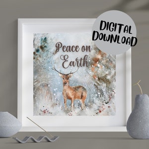 Holiday Christmas Digital Wall Art Printable Peace on Earth