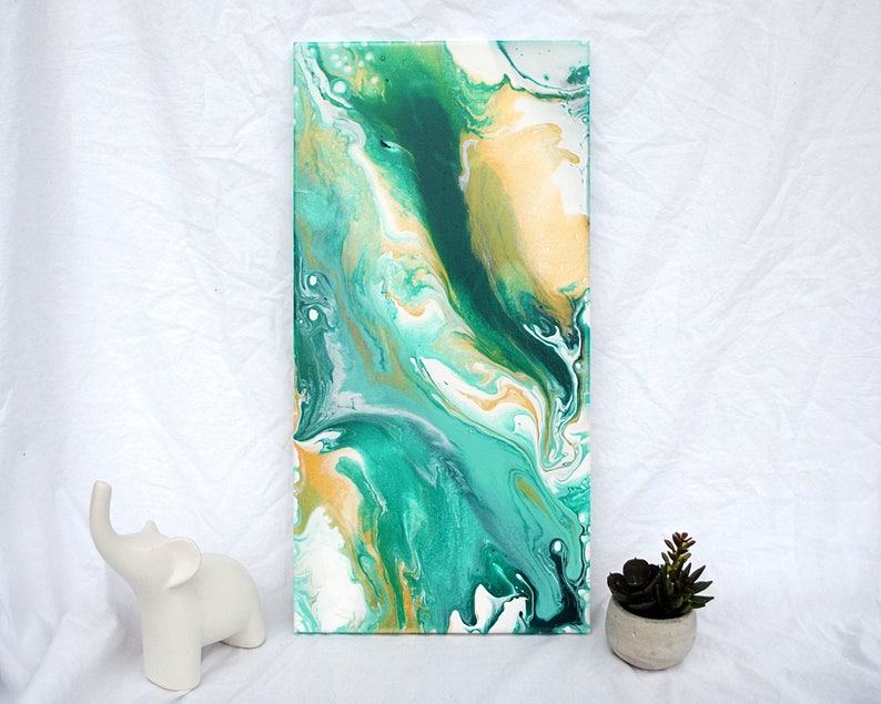 Original Green & Gold Abstract Painting Etsy