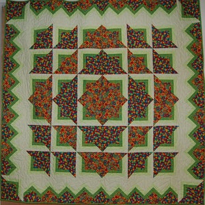 Costa Maya Quilt- Modern Quilt- Quilt for Sale- Green Quilt- Throw Quilt - Geometric Quilt- Bold Colors- Homemade Quilt- Primary Colors-