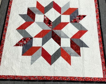 Ohio State University- OSU Buckeyes- Red and Grey Quilt - Throw Quilt - Quilt for Sale - Sofa Quilt - Homemade Quilt - Buckeye Football
