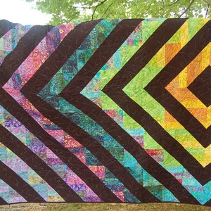Multi-Color Quilt - Geometric Quilt- Batik Quilt -Quilt for Sale-Modern Quilt-Throw Quilt-Lap Quilt-Diamond Quilt-Gift