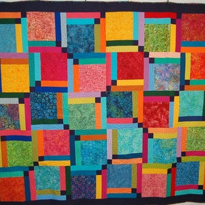 Bright Colored Quilt - Block Quilt - Throw Quilt - Sofa Throw - Multi Colored Quilt - Geometric Quilt -  Quilt for Sale