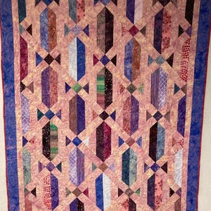 Batik Quilt- Modern Quilt- Throw Quilt- Quilt for Sale- Pastel Quilt- Geometric Quilt- Homemade Quilt- Sofa Quilt