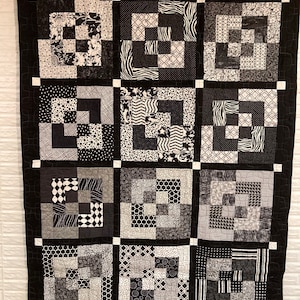 Black and White Quilt - Bento Box Quilt - Throw Quilt - Quilt for Sale - Gift - Homemade Quilt - House Warming - Shower Gift -