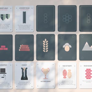 Jeu de cartes Catan moderne et minimaliste - Une touche contemporaine sur un jeu classique | Cartes personnalisées ou cartes de remplacement