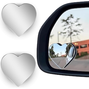 2pcs Heart Shape Blind Spot Convex Mirror, Car Side View Blindspot Mirror Silver, Women Car Accessories