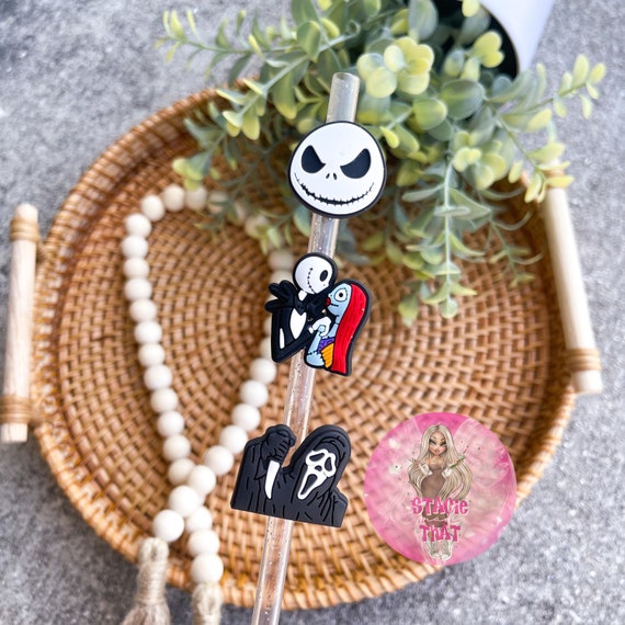 Scream Straw Topper Nightmare Before Christmas Jack and Sally Straw Buddies  Horror Movie Straw Topper Ghost Face 