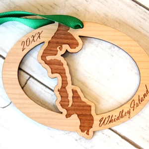 Adorno de madera de Whidbey Island, Washington, Navidad, personalizado, estación de servicio, Seattle, Whidbey Island, NASWI