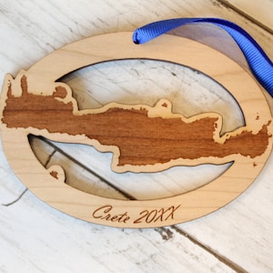Crete Holzverzierung, Weihnachten, personalisiert, benutzerdefinierte Verzierung, Chania, Knossos, Nasser Souda Bay, Heraklion, Griechenland, Mittelmeerraum