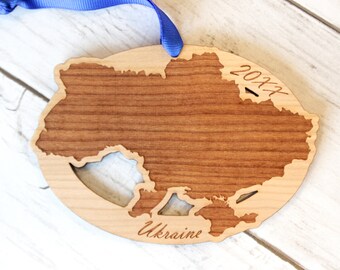 Ukraine Customized Wooden Ornament, Christmas, Personalized