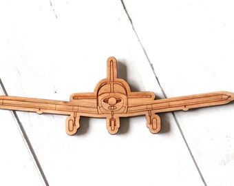 Piper Cherokee wooden airplane MAGNET, laser cut, front view, pilot gift, private plane, airplane ornament