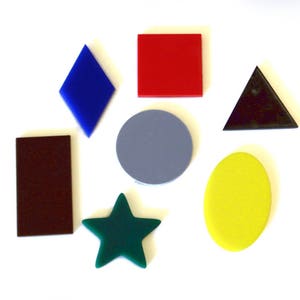Basic Geometric Shapes, set of 7, colorful acrylic, montessori learning, shape recognition, Homeschool, beautiful math, math manipulative