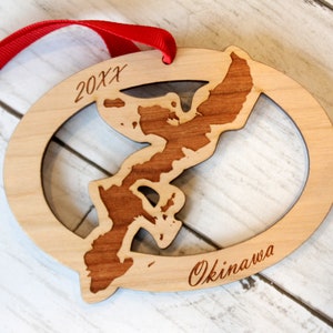 Okinawa Holzverzierung, Weihnachten, besonders angefertigt, personalisiert, kundenspezifische Verzierung, Kadena Air Base, Lager Foster, Shuri Schloss