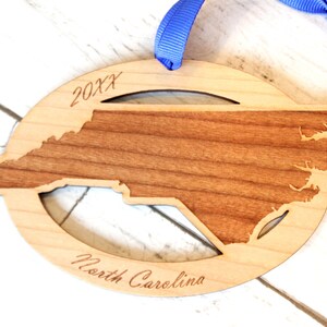 North Carolina Wooden Map Ornament, Christmas, Customized, Personalized, Duty Station, custom ornament, Outer Banks, Fort Bragg Fayetteville