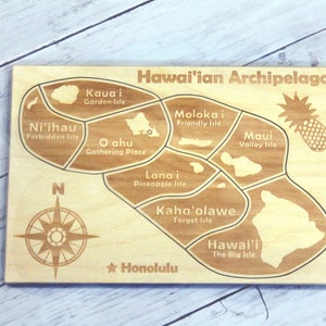 Hawaii Puzzle, Hawaiianische Inseln, Holz Kinder Puzzle, Hawaii Urlaubsgeschenk, Geographie, Montessori, Kinder, Lernspiel, Oahu, Kauai
