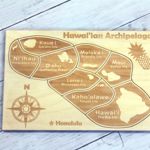 Hawaii Puzzle, hawaiian islands, wooden kids puzzle, hawaii vacation gift, Geography, Montessori, Children's, Learning game, Oahu, Kauai