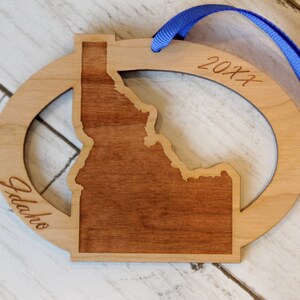 Houten ornament Idaho, Kerstmis, Aangepast, Gepersonaliseerd, Duty Station, aangepast ornament, Cherry, Coeur d'Alene, Boise, Sun Valley