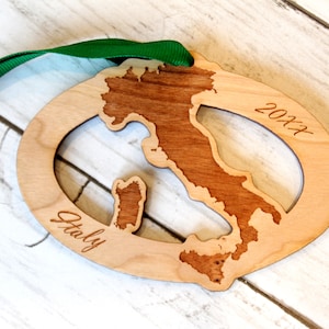 Italy Customized Wooden Ornament, Christmas, Personalized, Rome, European Vacation, Navy Base, Duty Station, custom ornament, Sicily
