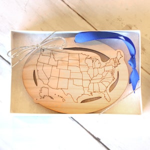 Custom Text and Cities US Map ornament, Road Trip Travel Ornament, long distance relationship, 50 state marathons image 9