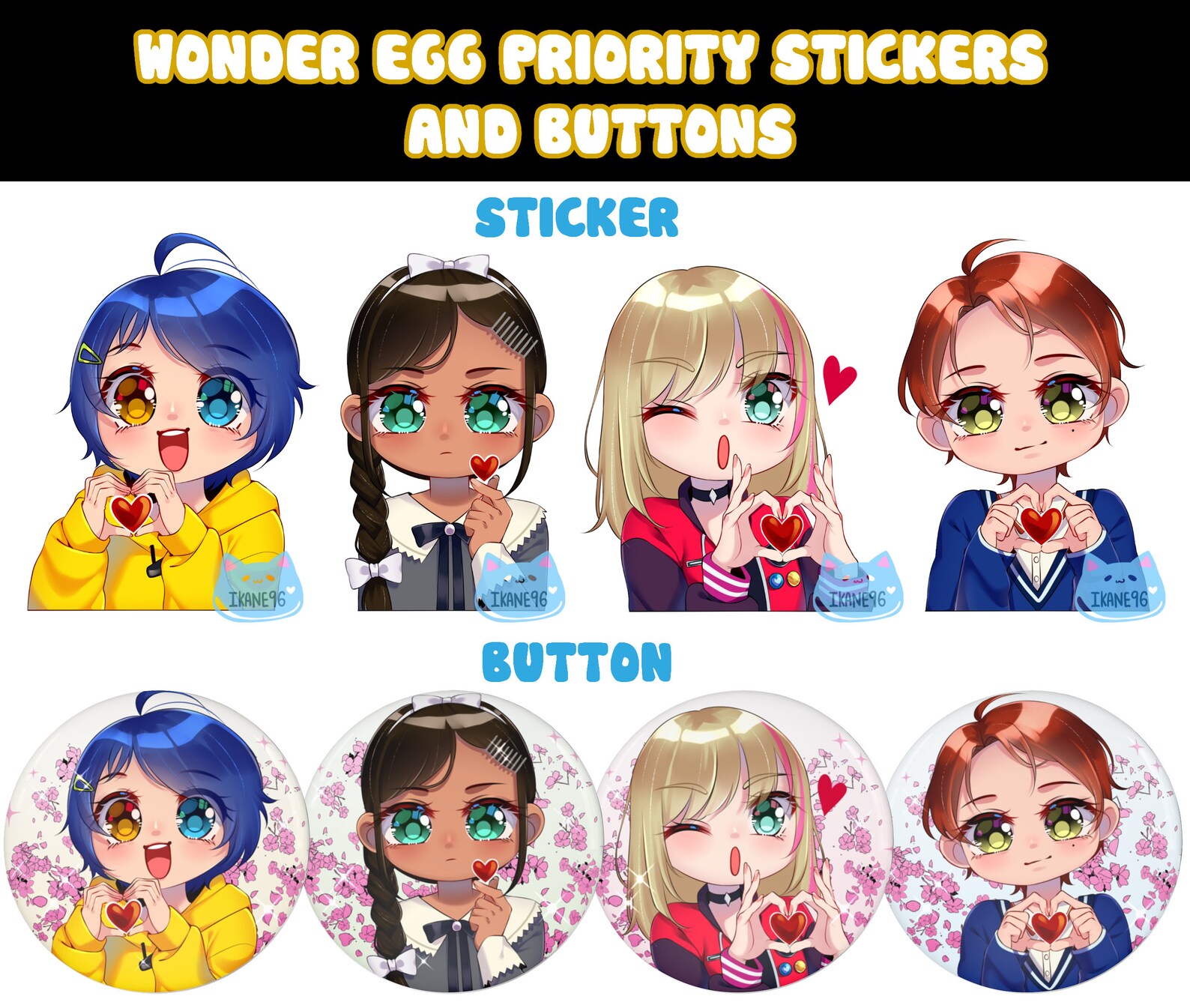 Wonder Egg Priority Stickers and Buttons Etsy