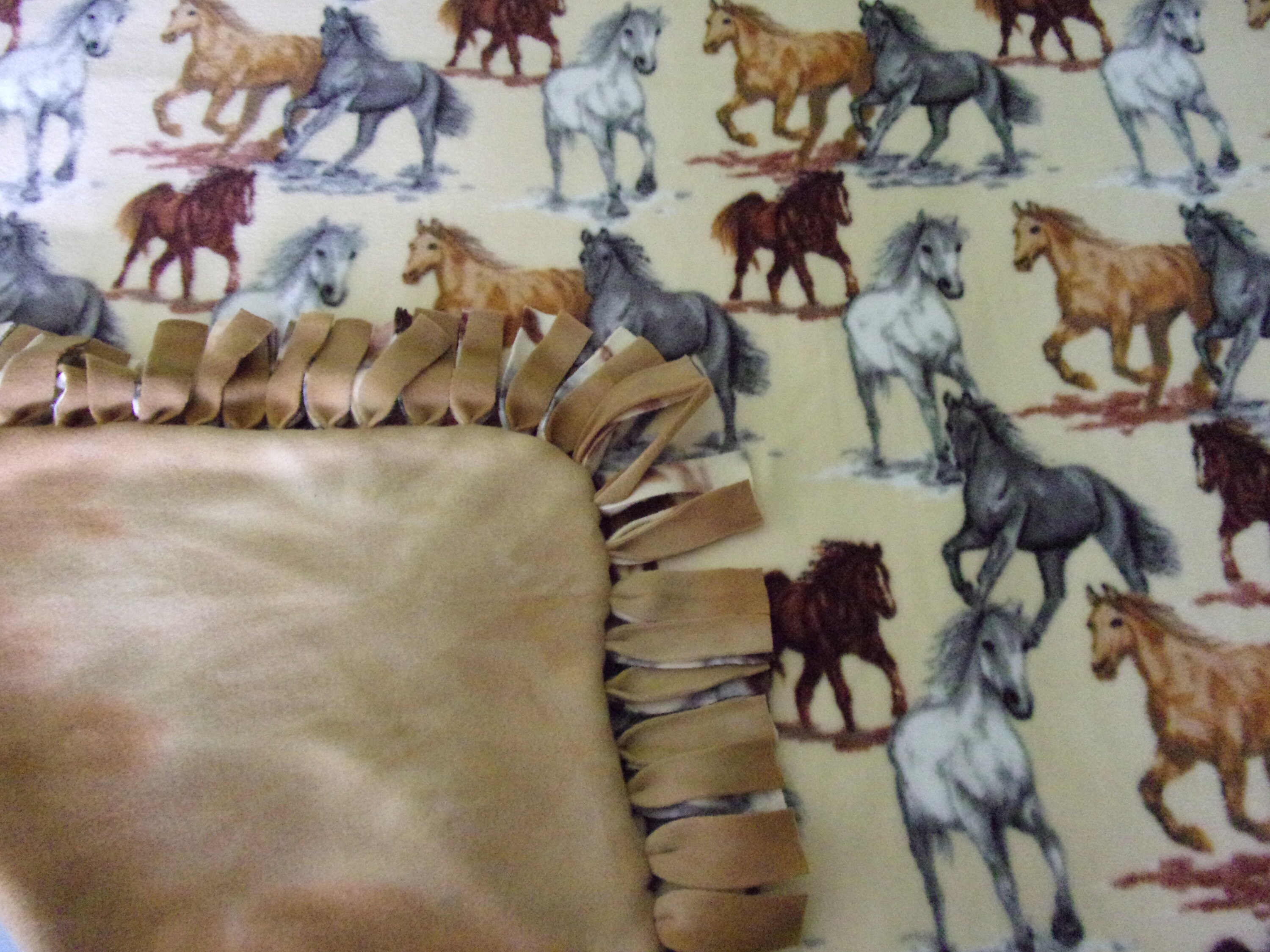 Horses handmade fleece knotted blanket Etsy