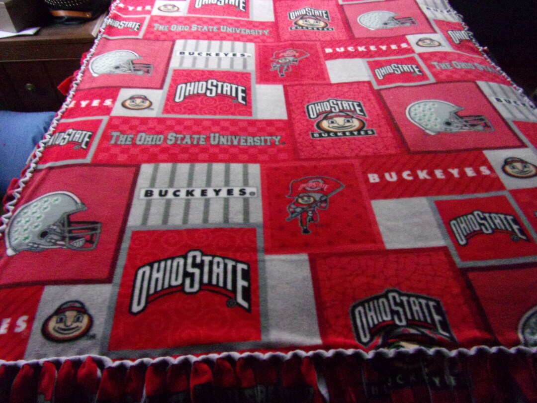 Ohio State Handmade Fleece Knotted Blanket Etsy