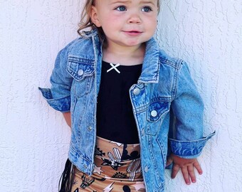 Baby toddler kids western pencil skirt with fringe