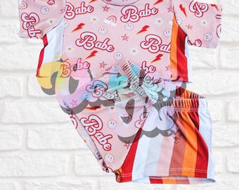 Toddler baby Beach Babe crop tee & shorts set