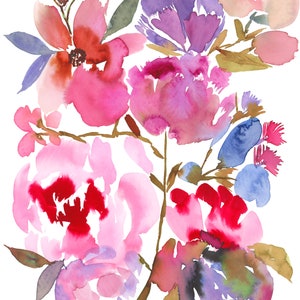 Limited Edition 8x10 watercolor pink floral art print | floral wall art, home decor spring bloom nature inspired art expressive