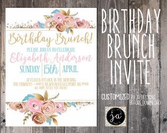 birthday brunch invitation etsy birthday brunch invitation
