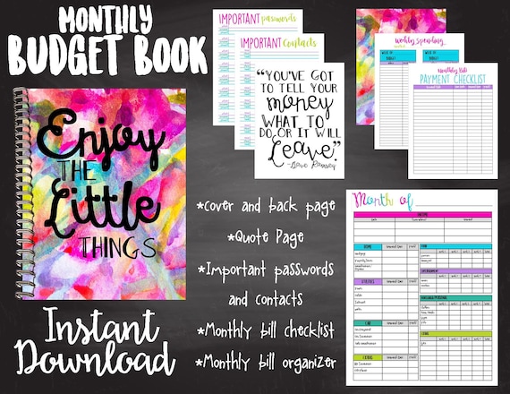 budget book colorful budget book simple budget book instant etsy