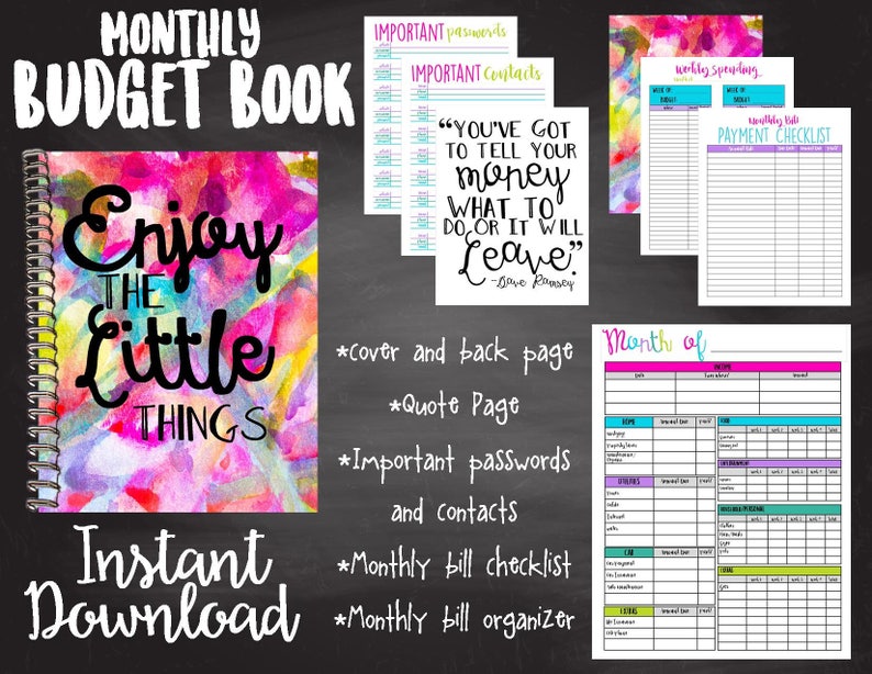 Budget Book/ Colorful Budget Book/ Simple Budget Book/ Instant Download