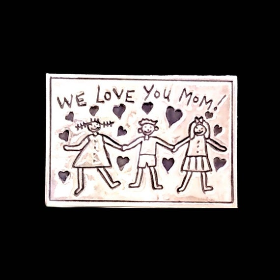 Vintage Sterling "We Love You Mom" Signed Pin ~ S… - image 1