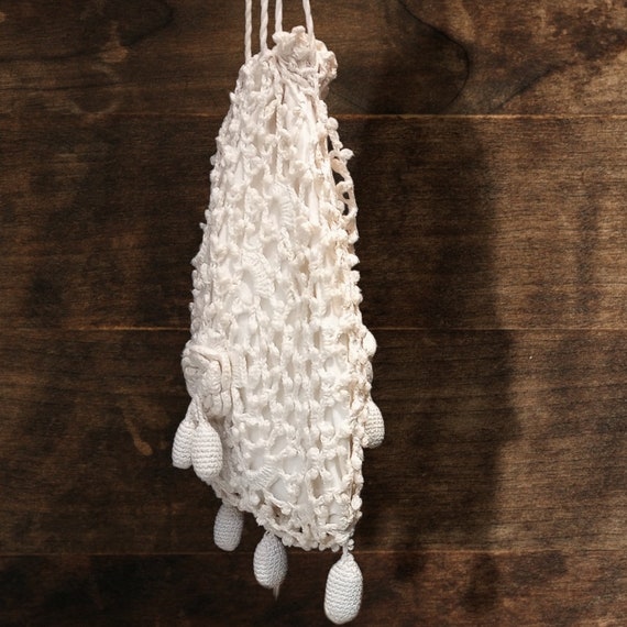 Pristine Antique Victorian Ivory Crochet Reticule ~ L… - Gem