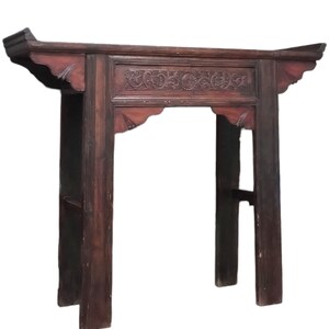 Qing Dynasty Hand Hewn Chinese Altar w/ Hidden Drawers Table, 1800s Antique Console