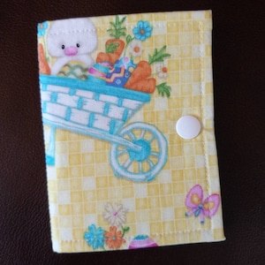 Yellow bunny ort book/thread catcher/ort catcher/ort saver/project pal/thread bed/ort holder/xstitch accessory/cross stitch gift/stitch gift
