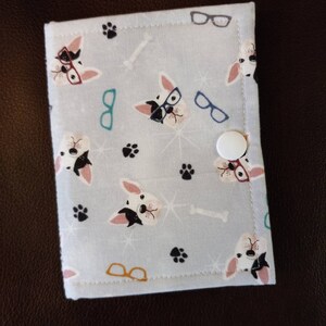 Frenchie dog ort book/thread catcher/ort catcher/ort saver/project pal/thread bed/ort holder/xstitch accessory/cross stitch gift/stitch gift