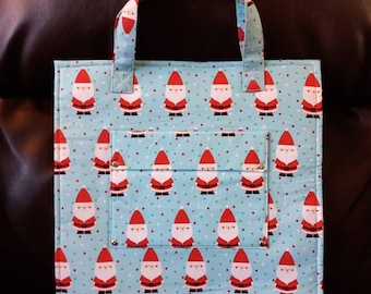 Bolsa de projeto de papai noel com alças/bolsa de projeto de ponto cruz/bolsa abc/bolsa de projeto frontal de vinil/bolsa de vinil/bolsa de viagem/bolsa de ponto cruz/bolsa de projeto