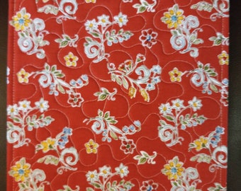 Red floral kit-it-up pouch/kit it up pouch/wip it up bag/small project bag/vinyl front project bag/project bag/cross stitch bag/xstitch