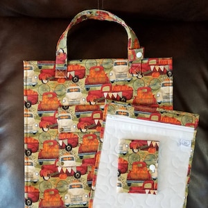 Project bag with handles/project bag set/cross stitch project bag/abc bag/vinyl front project bag/vinyl bag/travel bag/cross stitch bag