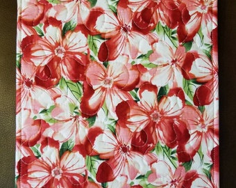 red floral kit-it-up pouch/kit it up pouch/wip it up bag/small project bag/vinyl front project bag/project bag/cross stitch bag/xstitch