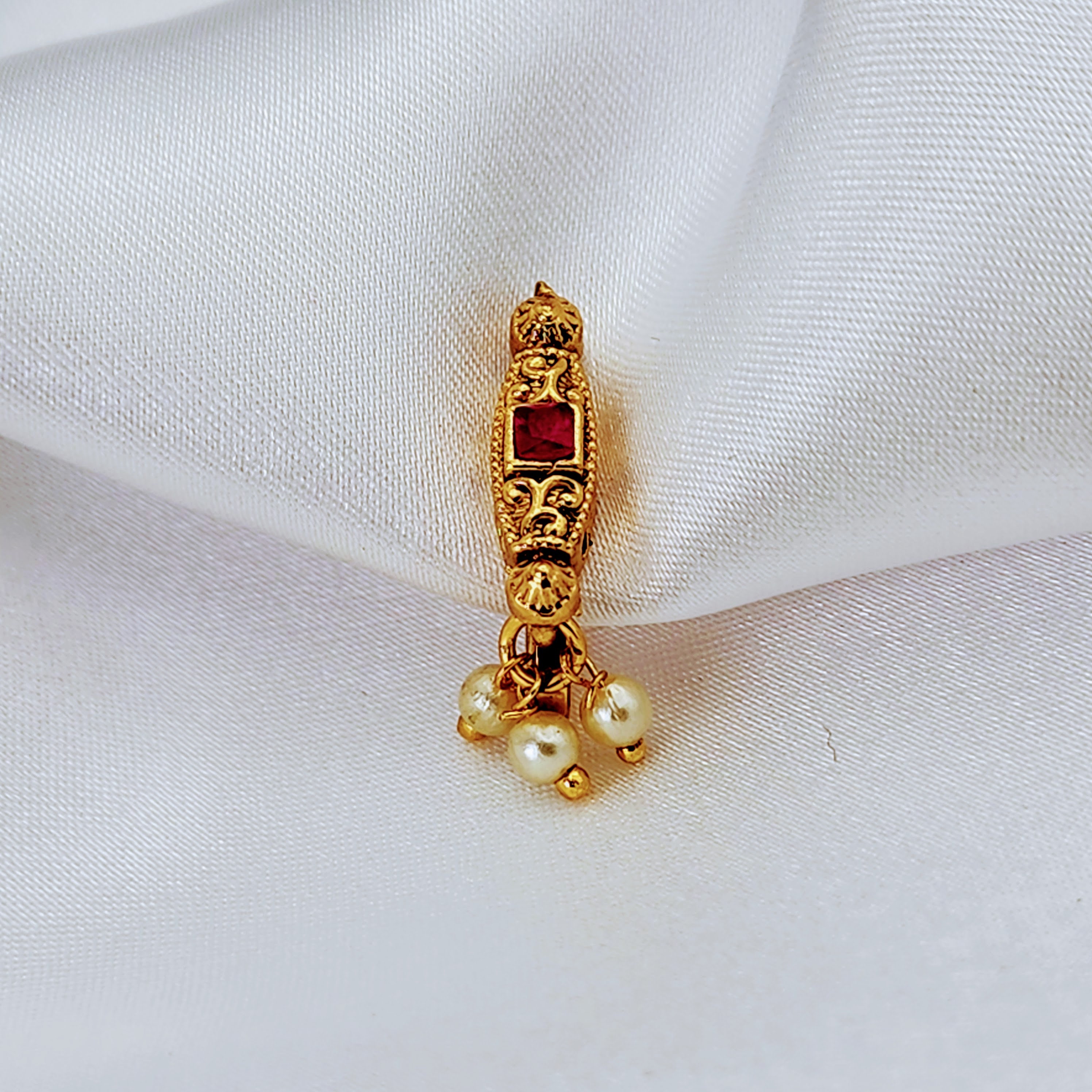 Buy South India Flower Nose Ring/press on Gold Nose Pin/fake Nose Cuffs/ear  Cuffs/nose Studs/cz Stone Nose Pin/indian 1 Gram Gold Nose Ring/nath Online  in India - Etsy