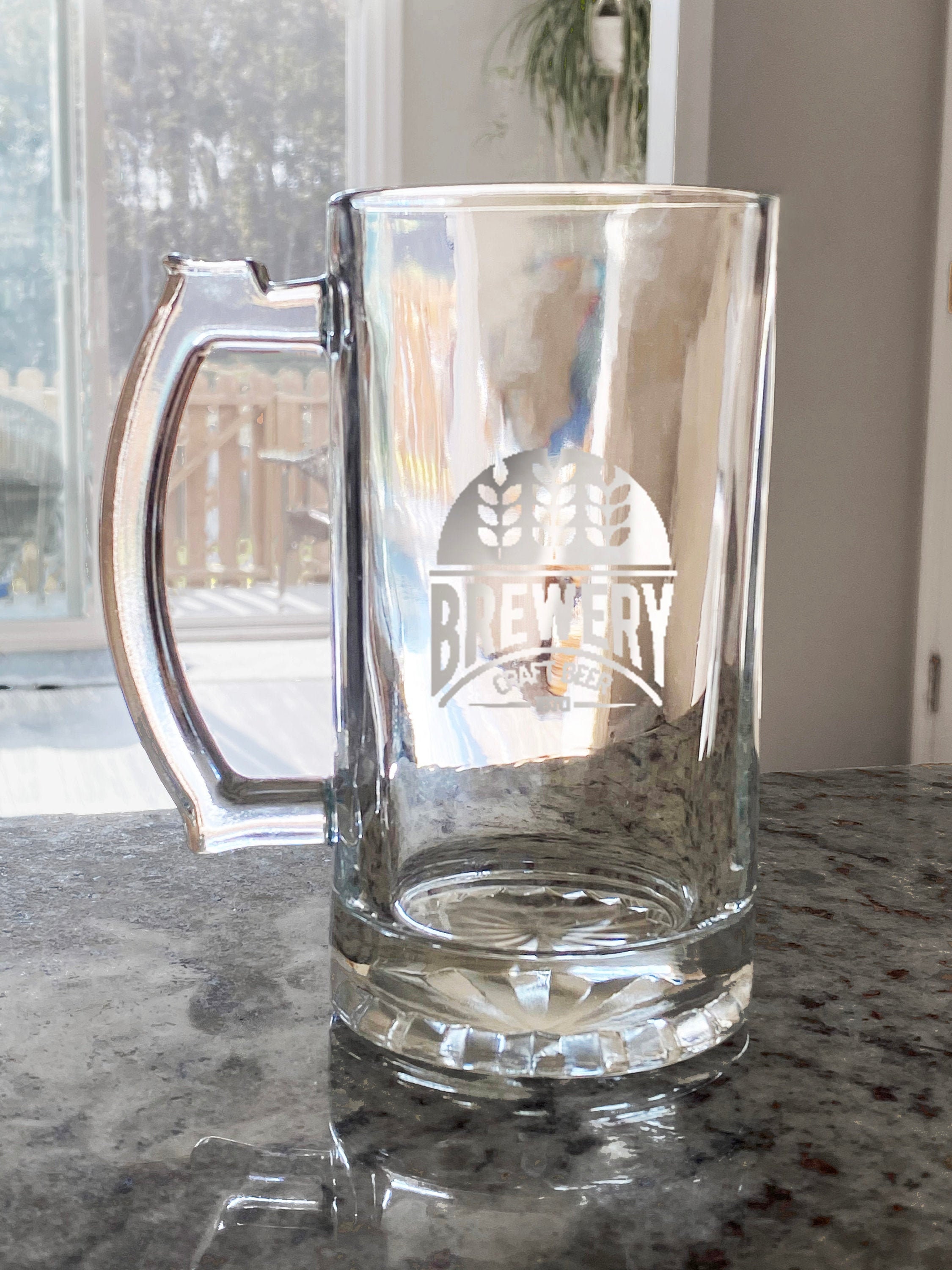 Quality Custom Laser Engraved Tall Glass Beer Mug Custom Beer Etsy
