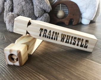 Custom Engraved Wooden Train Whistle Classic Toys