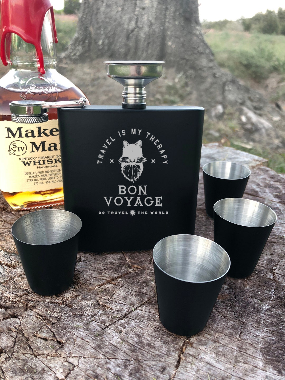 Engraved Flask Set Etsy