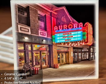 Aurora Theatre - East Aurora NY, Photo Ceramic Coaster