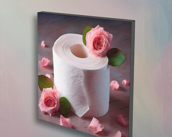 Pink Rose Roll of Bathroom Photography Wall Art