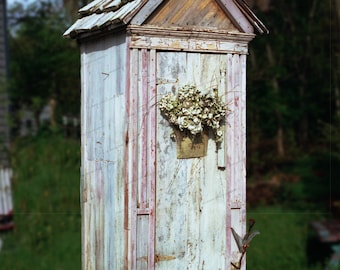 Flower Bouquet on Outhouse Door